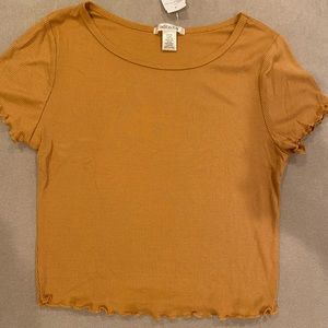 Mustard ruffle trim crop top